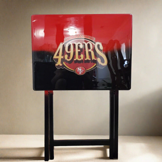 49ERS BLACK RED SPLIT TV TABLE