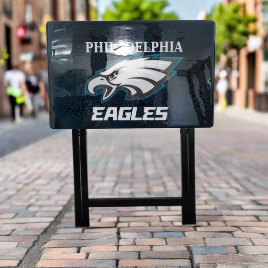 CUSTOM MADE PHILADELPHIA EAGLES TABLE WITH BLACK BLEND TABLETOP