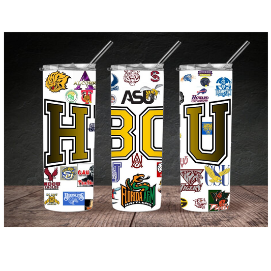 ALL SCHOOLS HBCU 20oz TUMBLER. Message us for additional colors or customizations. Contact us form at the bottom of the website