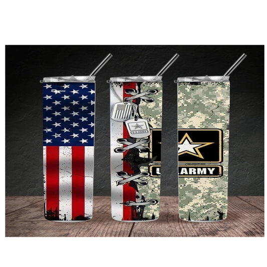 US Army and Flag Custom Tumbler