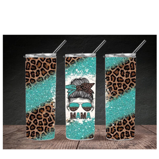 MAMA Blue Cheetah print Tumbler  Message us for additional colors or customizations. Contact us form at the bottom of the website