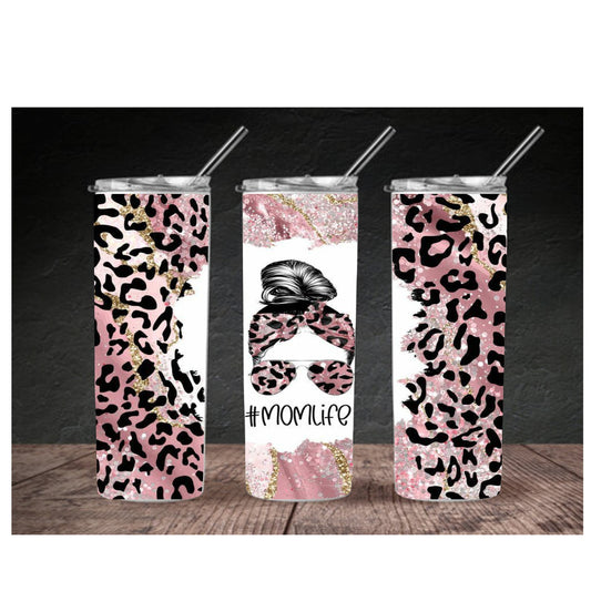 Leopard MAMA Pink print Custom Tumbler