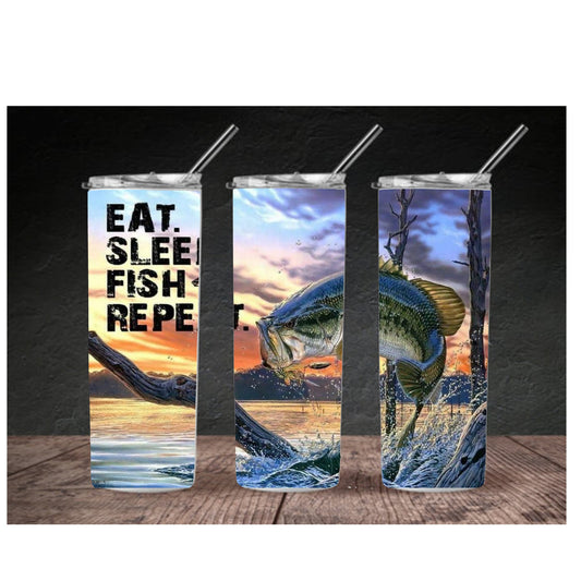 EAT SLEEP FISH REPEAT Custom Tumbler