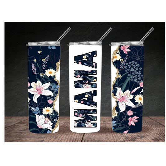 MAMA Floral Print Custom Tumbler