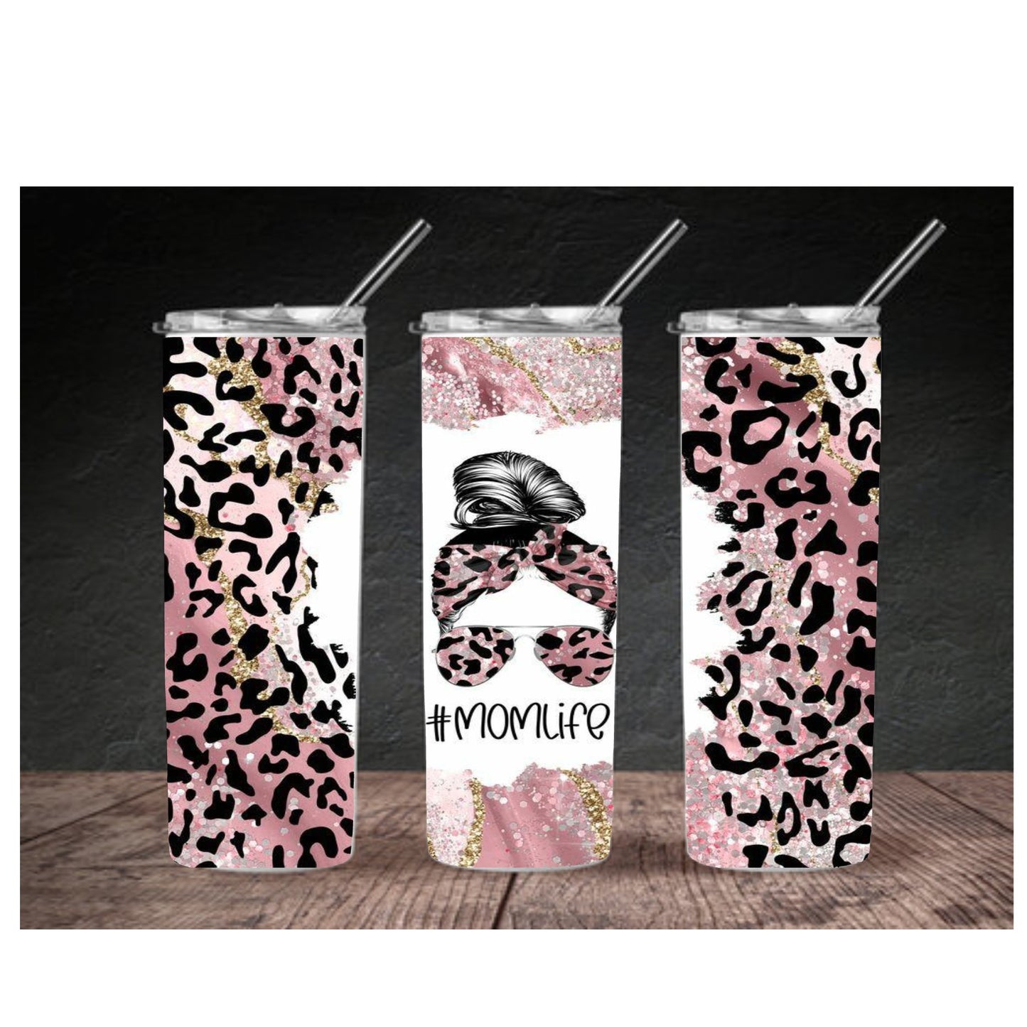 Leopard MAMA Pink print Custom Tumbler